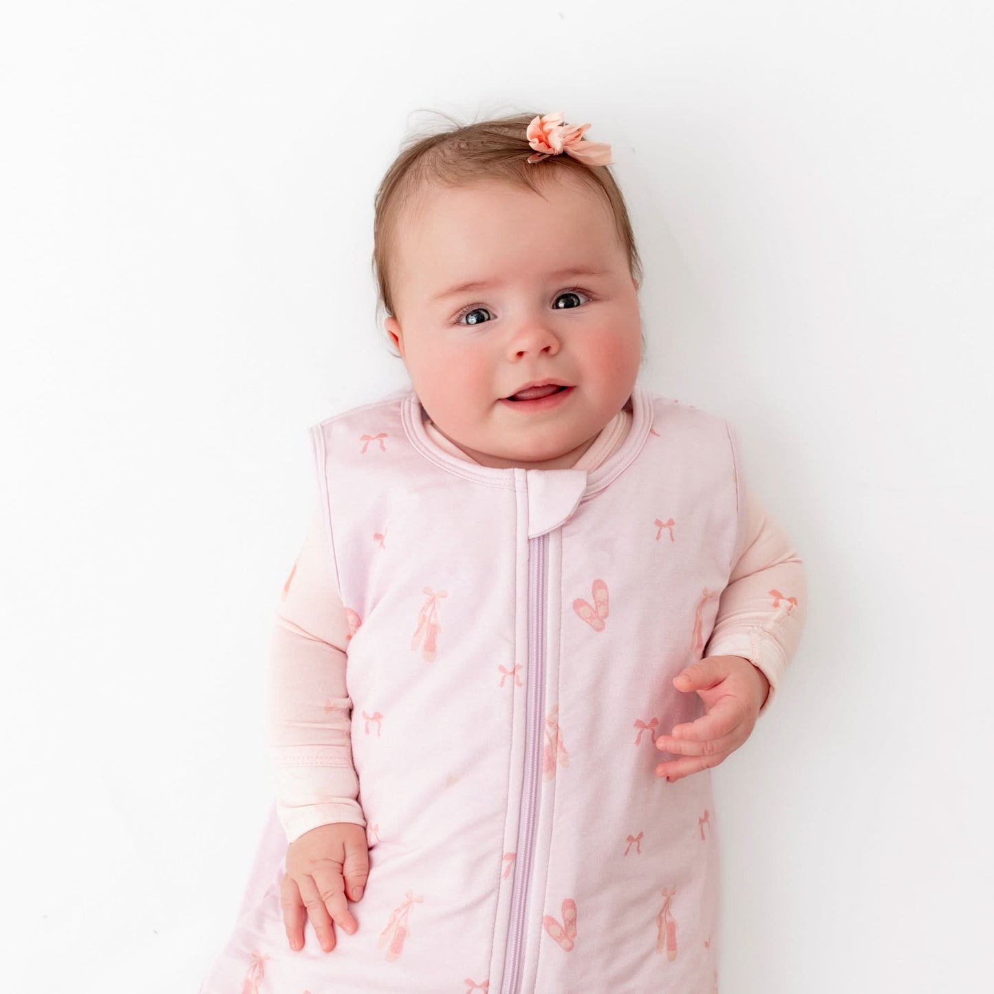 Soft bamboo sleep sack featuring pink ballerina design