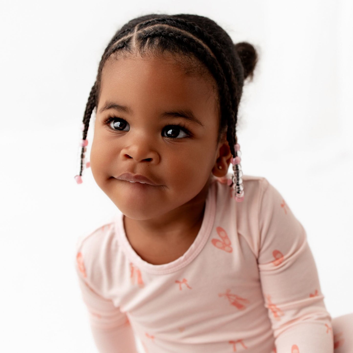 Soft bamboo pajamas with long sleeves and pants featuring ballerina pattern