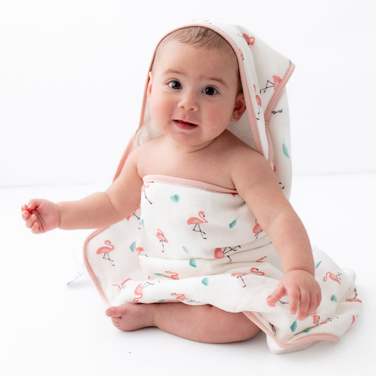 Flamingo Hooded Towel Set