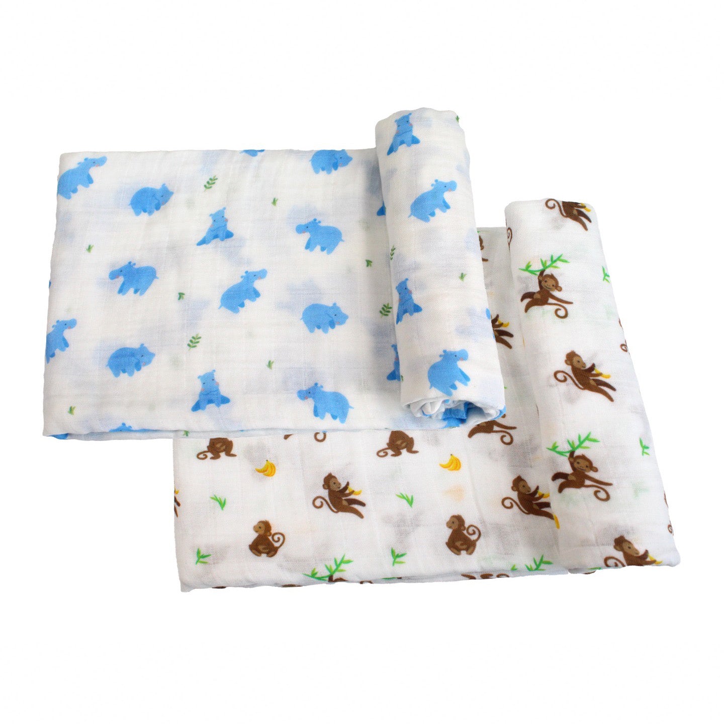 Hippo & Monkey Swaddle Set