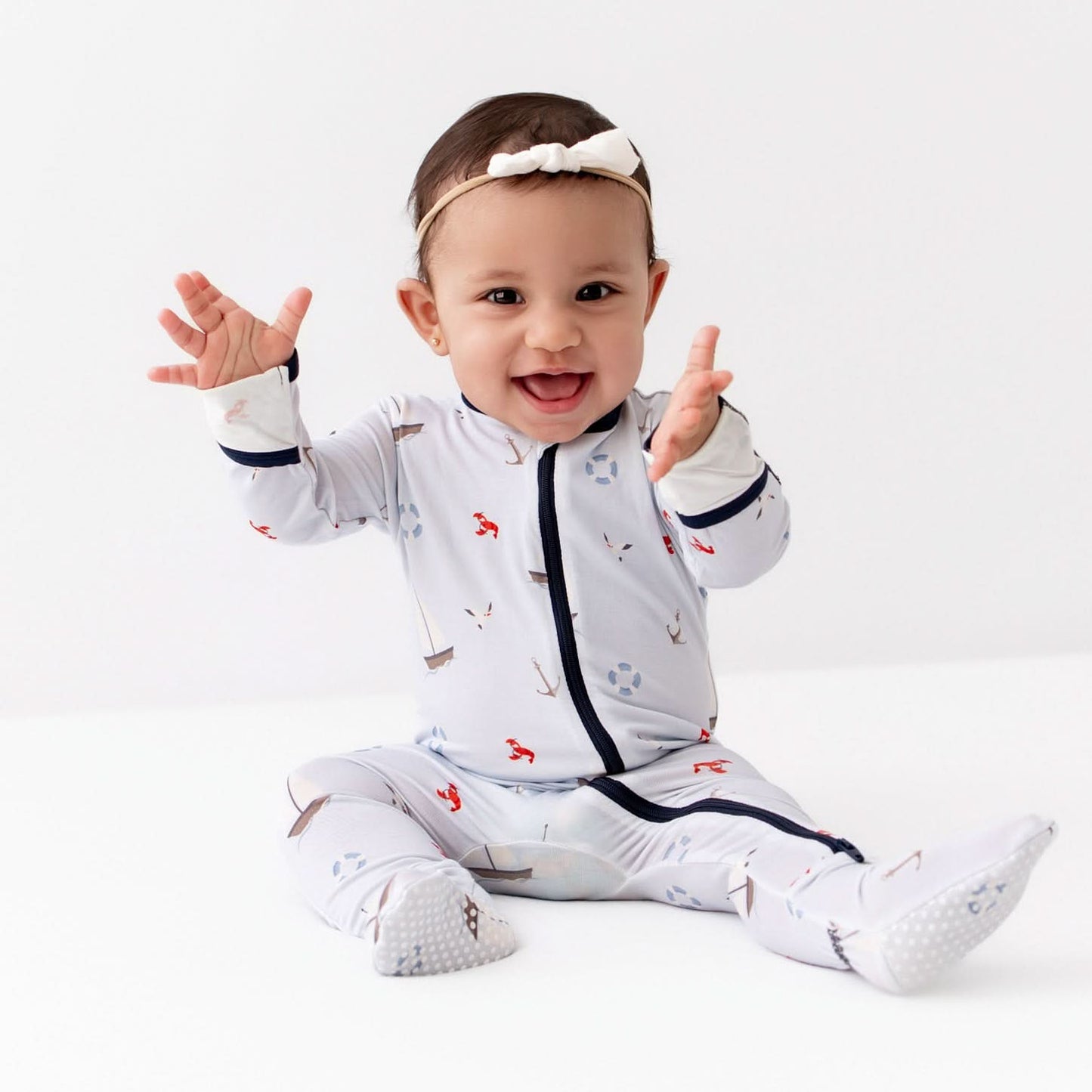 Sailboats Zippered Footie