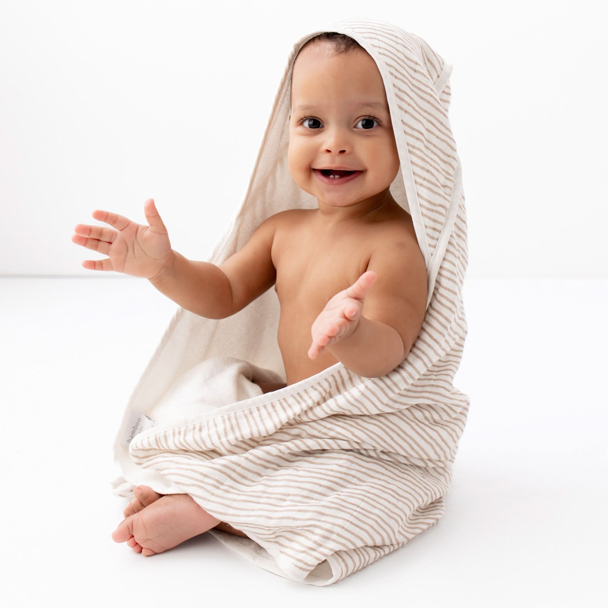 stokke hooded towel Baby Hooded Towel & Washcloth Set, Taupe Wave