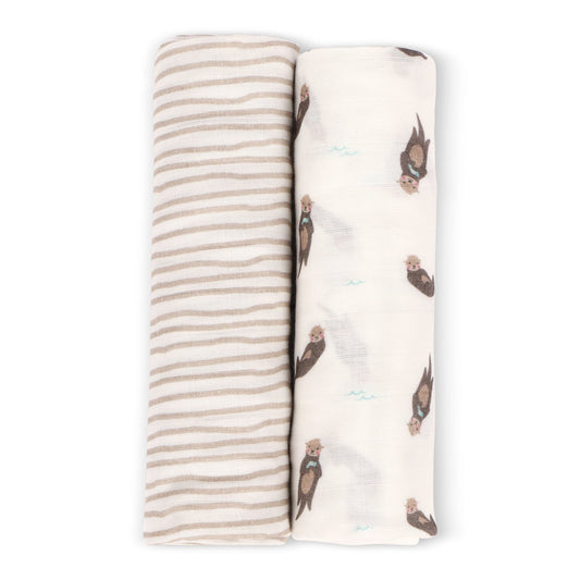 Otter & Taupe Wave Swaddle Set