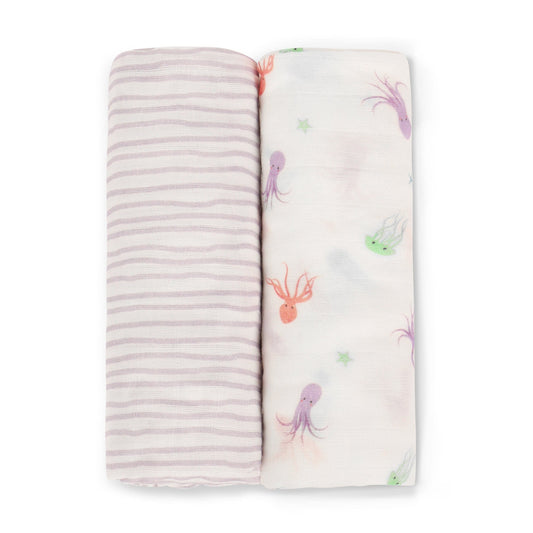 Octopus & Lavender Wave Swaddle Set