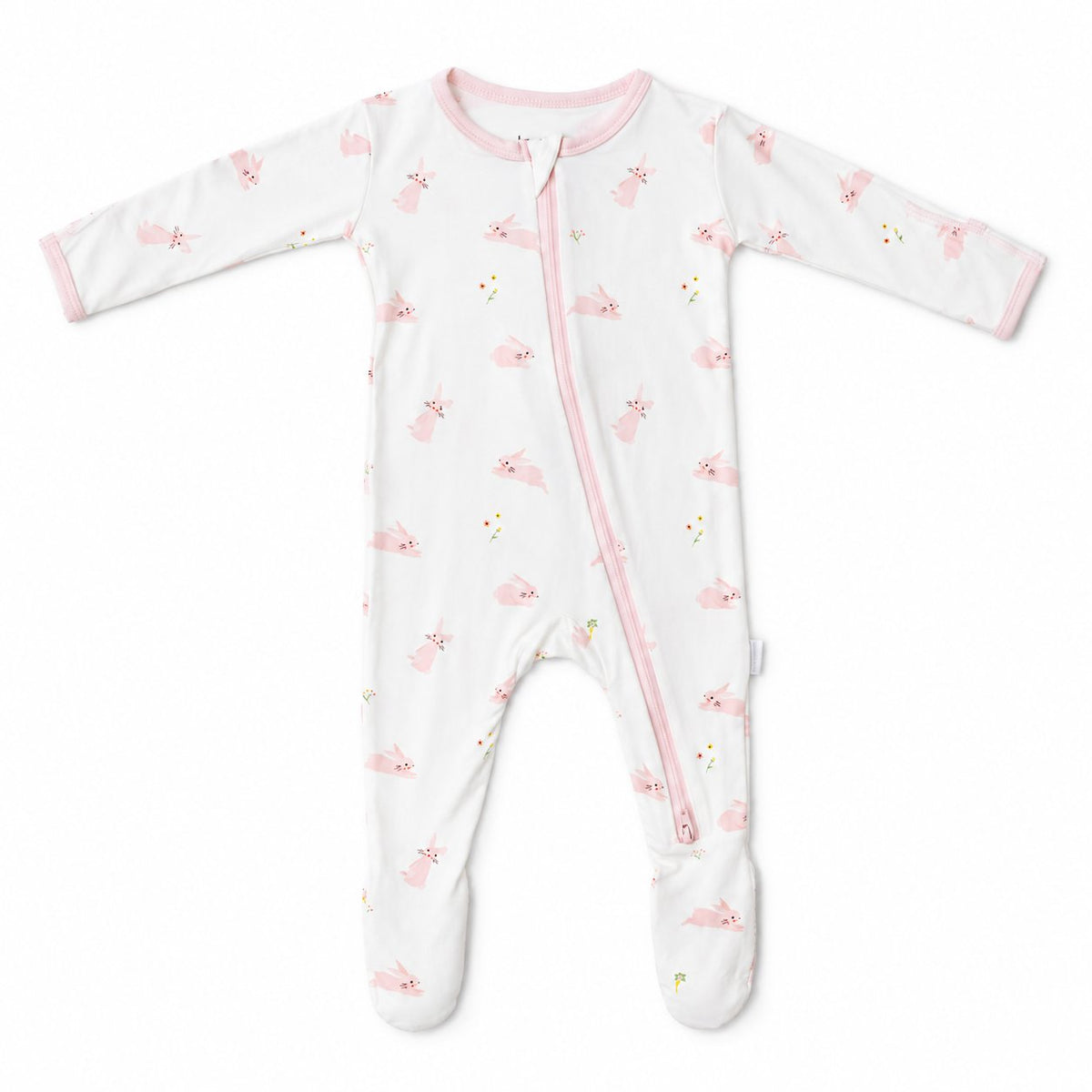 Bunny Zippered Footie on a white background