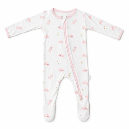 Bunny Zippered Footie on a white background