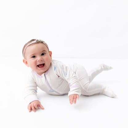 Lavender Fish Zippered Footie