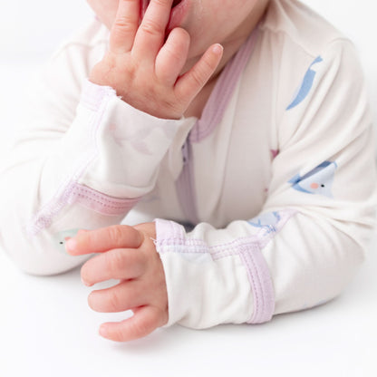 Lavender Fish Zippered Footie