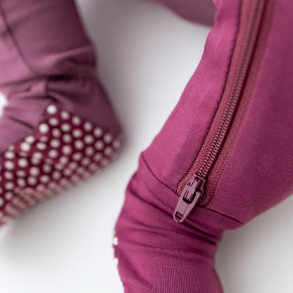 Plum Zippered Footie