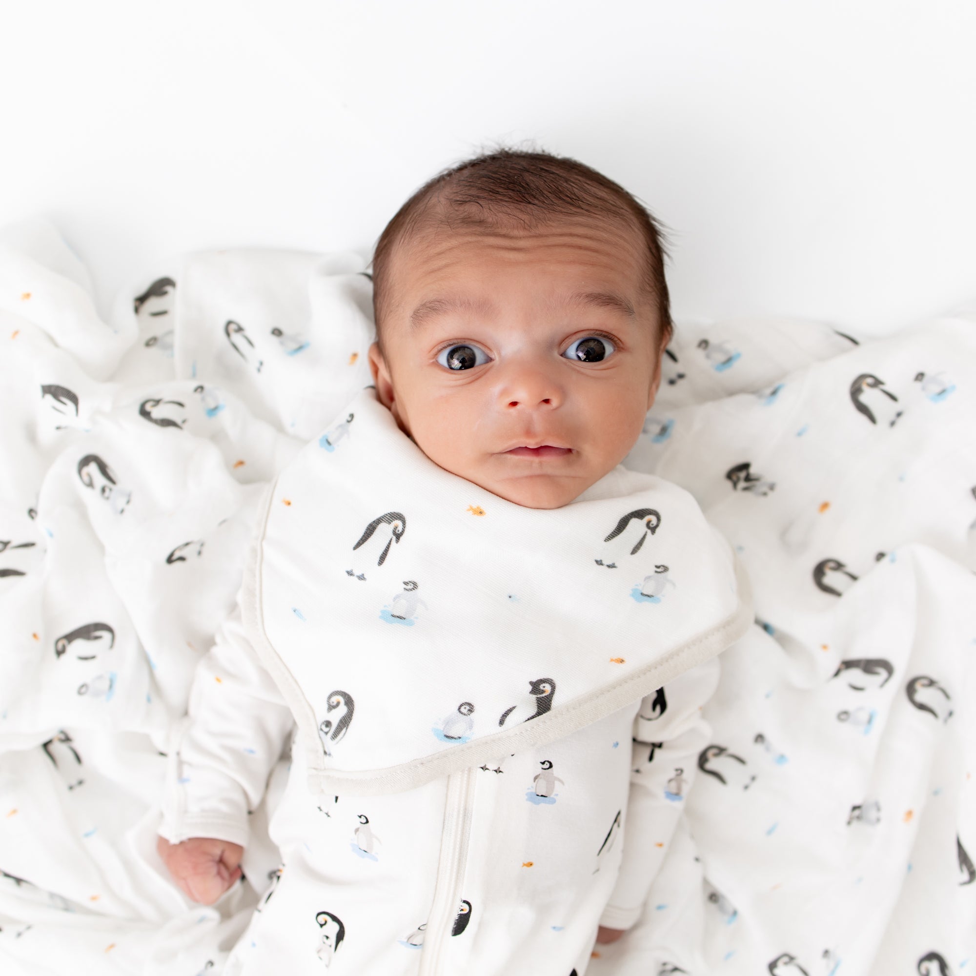 画材 Penguin Bib Bandana Baby Bibs, Drooling, Teething, Penguin, Bamboo