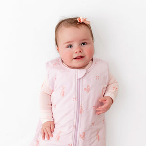 Soft bamboo sleep sack featuring pink ballerina design