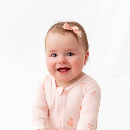 Soft bamboo baby footie pajamas with ballerina design and two way zipper