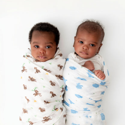 Hippo & Monkey Swaddle Set