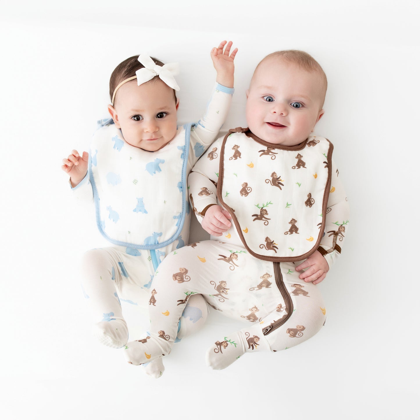 Hippo & Monkey Bib Set
