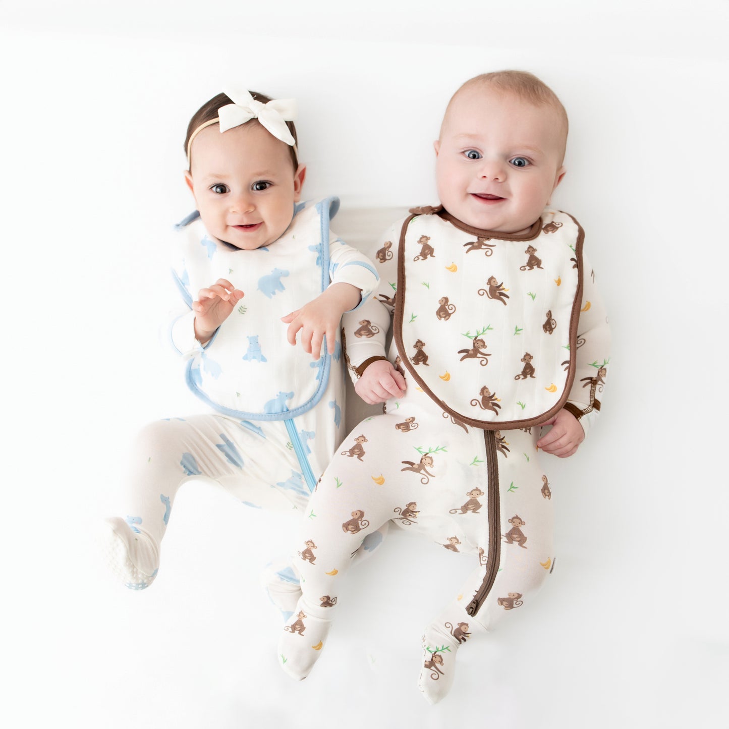 Hippo & Monkey Bib Set