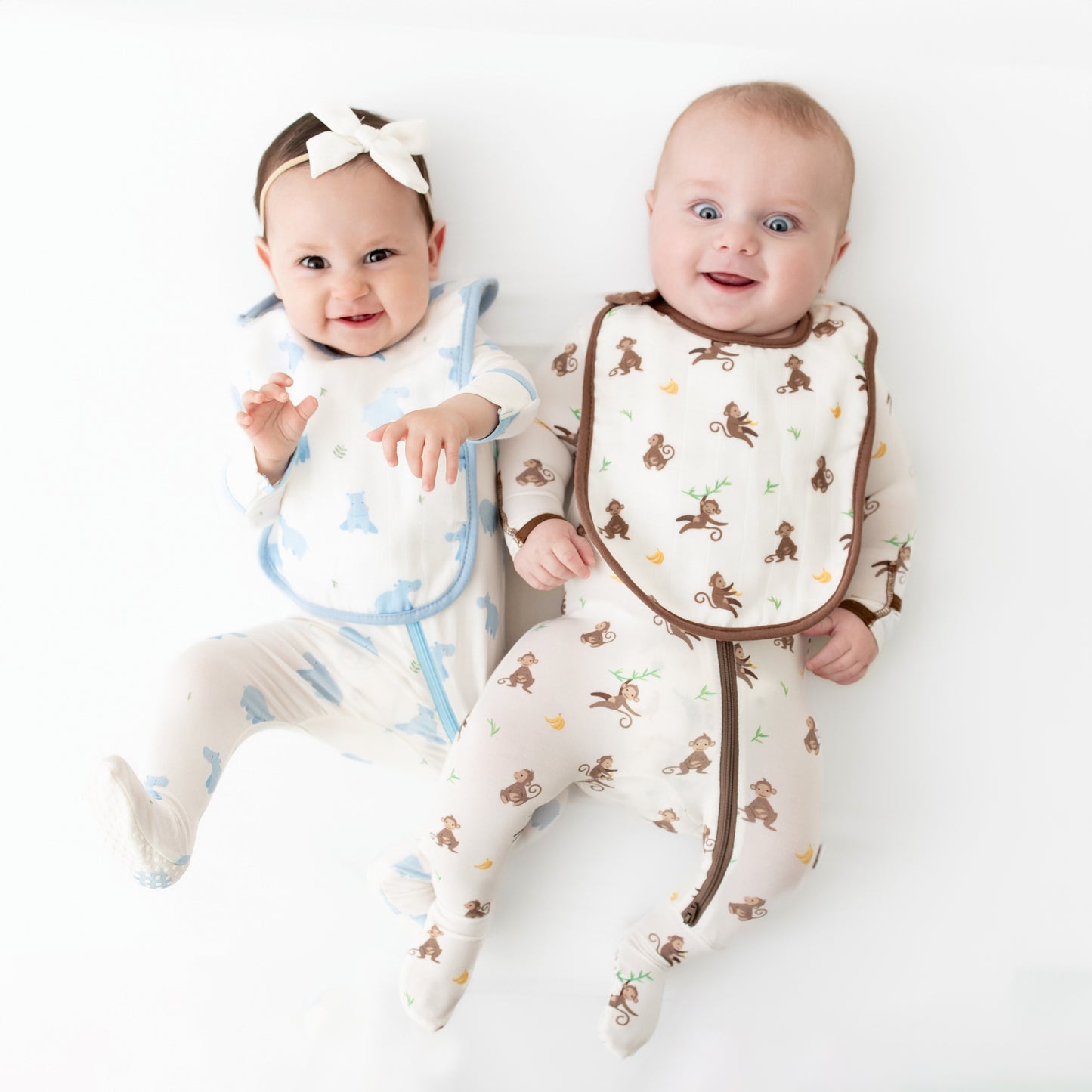 Hippo & Monkey Bib Set