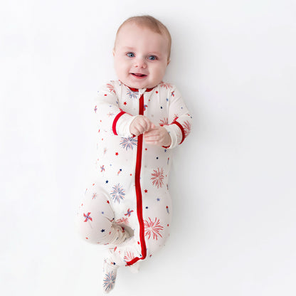 4th of July Zippered Footie