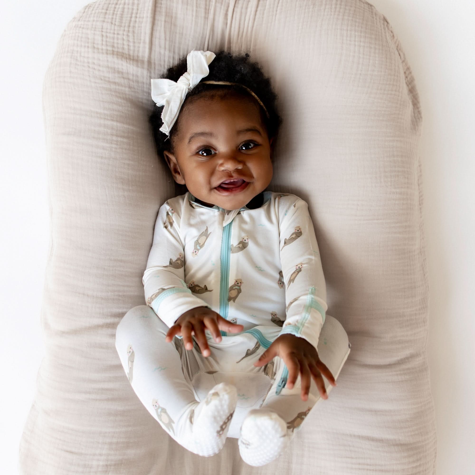 Otter Zipper Baby Footie Pajama | Bamboo Little