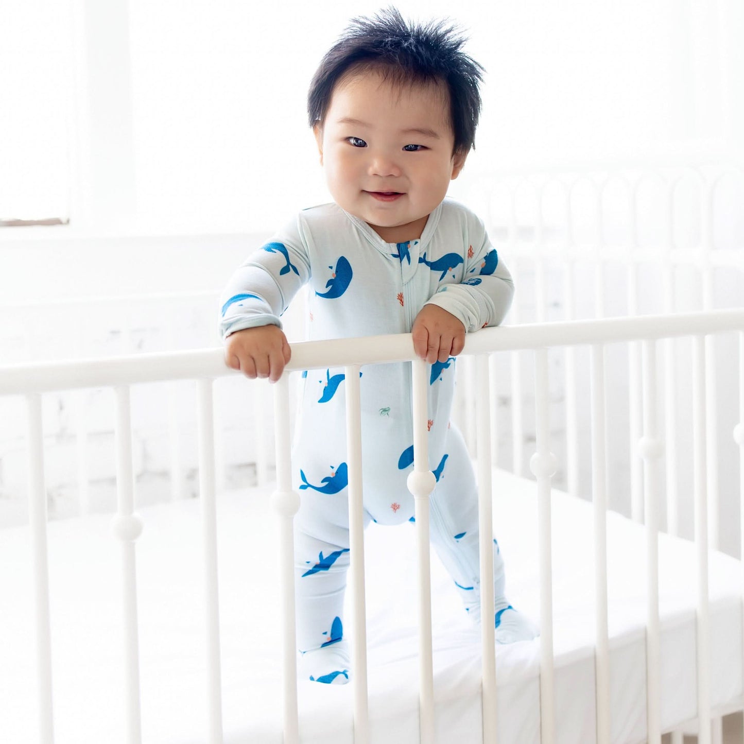 Whale Zippered Footie