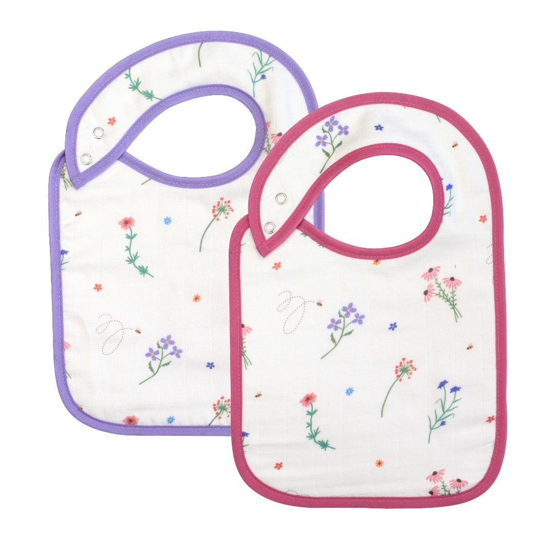 Bamboo Ruffle Bib Wildflowers Baby Bib Set (2-Pack) | Bamboo Little