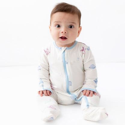 Blue Fish Zippered Footie