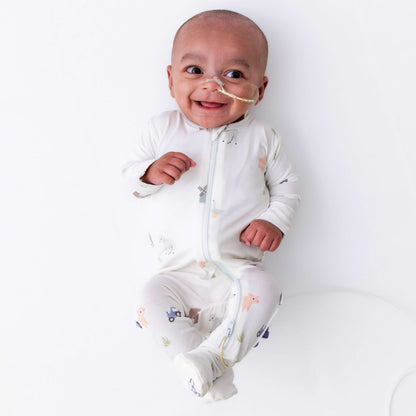 Farm Animals Zippered Footie