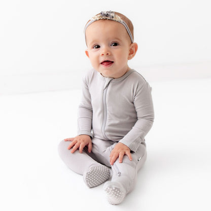 Light Gray Zippered Footie