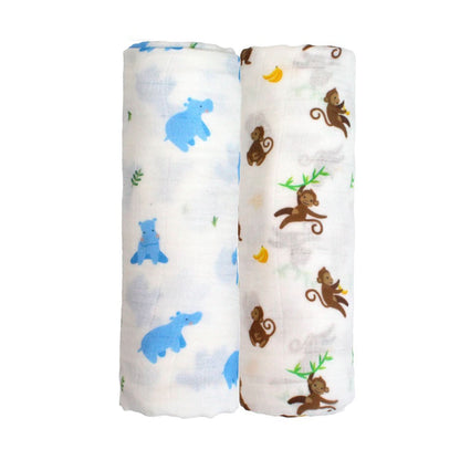 Hippo & Monkey Swaddle Set