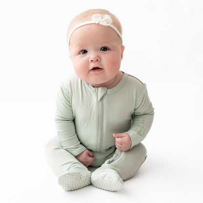 Sage Zippered Footie