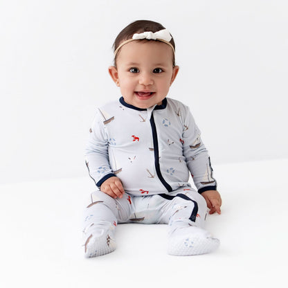 Sailboats Zippered Footie