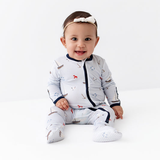 Sailboats Zippered Footie