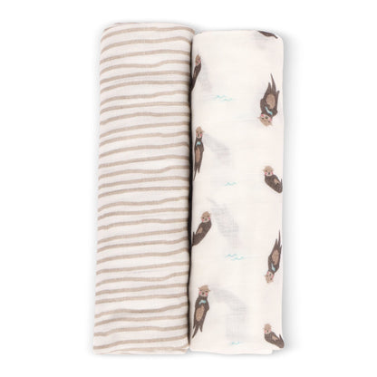 Otter & Taupe Wave Swaddle Set