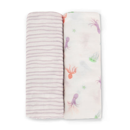 Octopus & Lavender Wave Swaddle Set