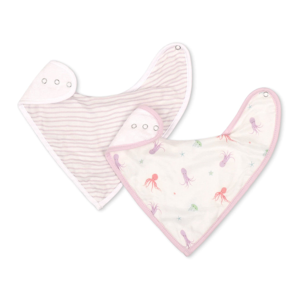 Bamboo Ruffle Bib Octopus Lavender Wave Baby Bib Set (2-Pack) | Bamboo Little