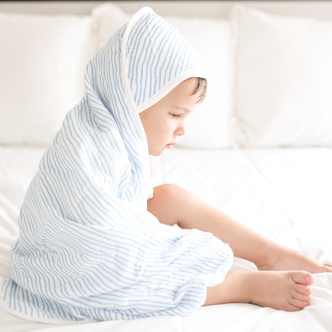 blue hooded towel