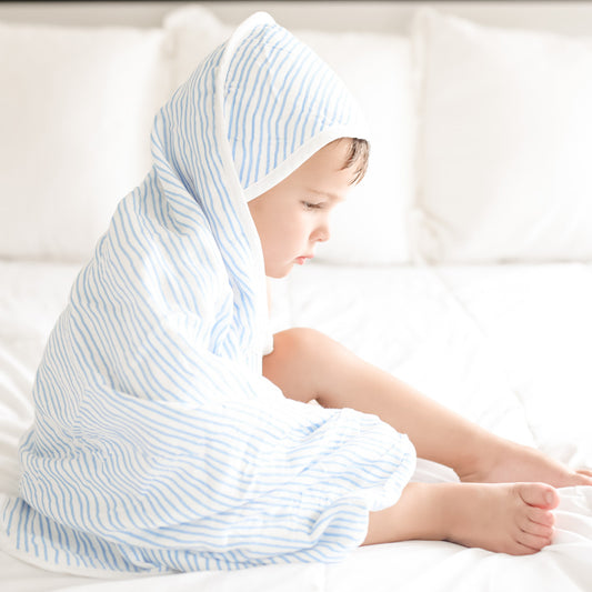 blue hooded towel