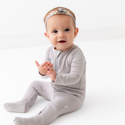 Light Gray Zippered Footie
